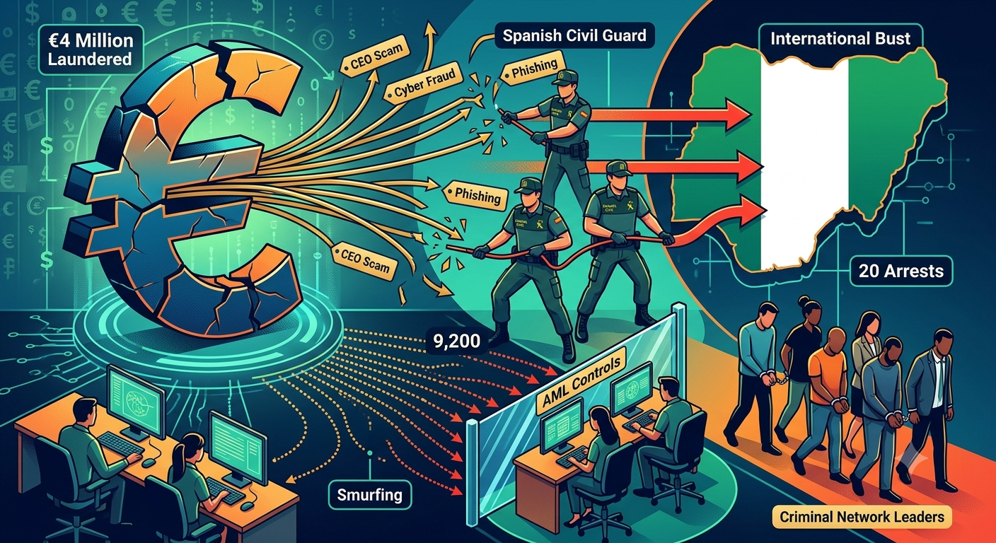 A network that laundered more than four million euros from scams by sending the money to Nigeria falls